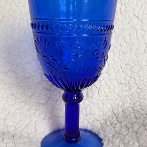Vintage Cobalt Blue Glass Goblet